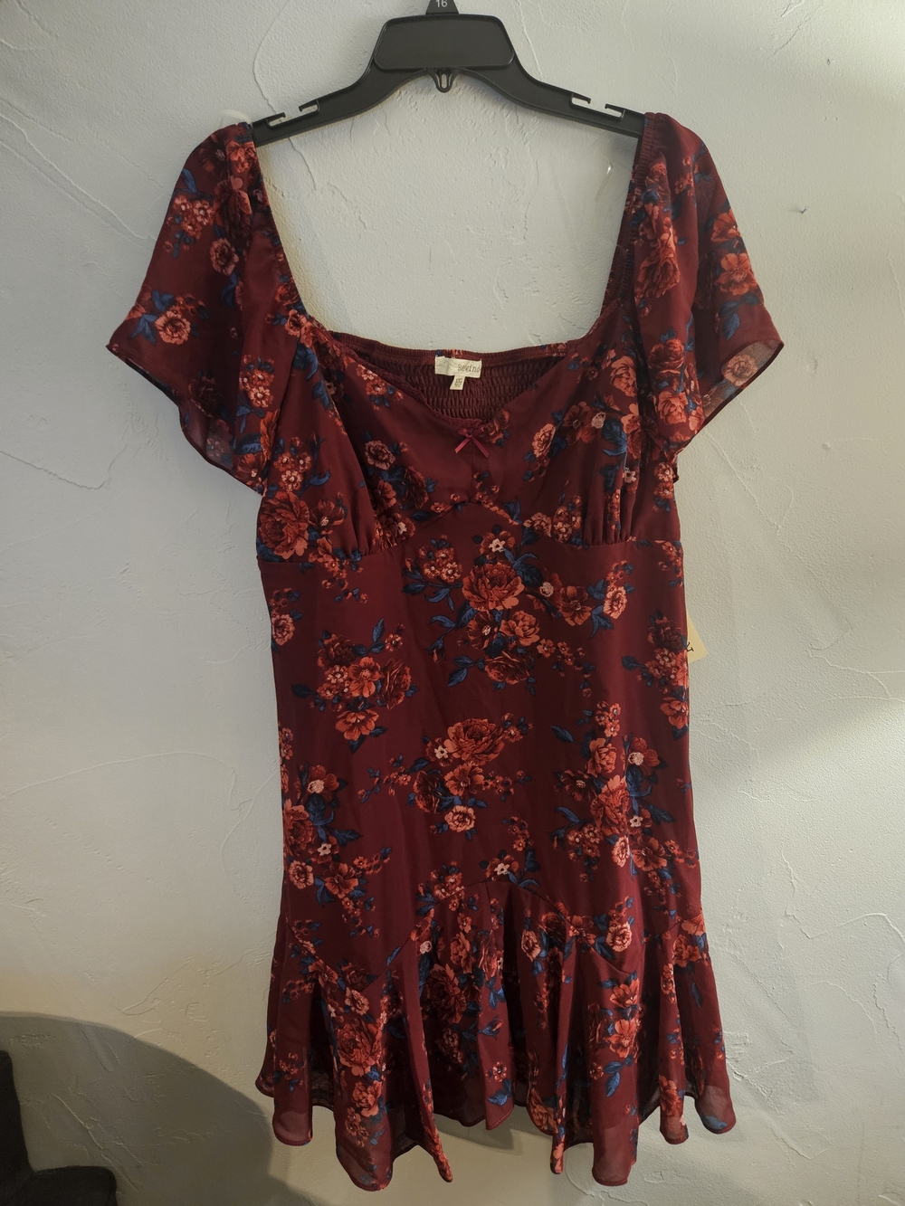 Rewind Burgundy Floral Mini Dress